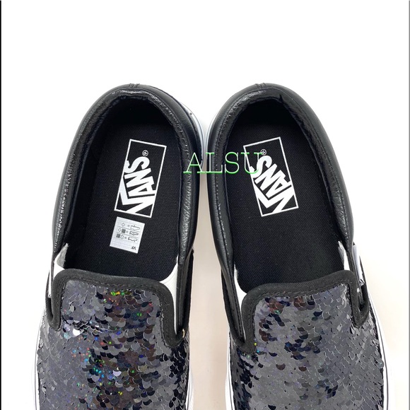 VANS Classic Slip On Fliping Sequins Black Le Wome - Picture 6 of 8